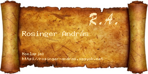 Rosinger András névjegykártya